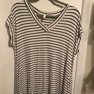 M T S Striped V-Neck Short Sleeve Dress SZ M